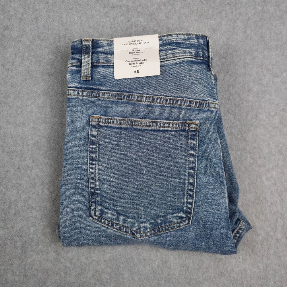 NWT H&M Womens 16 Skinny High Waist Jeans 32x28 ~ flaw